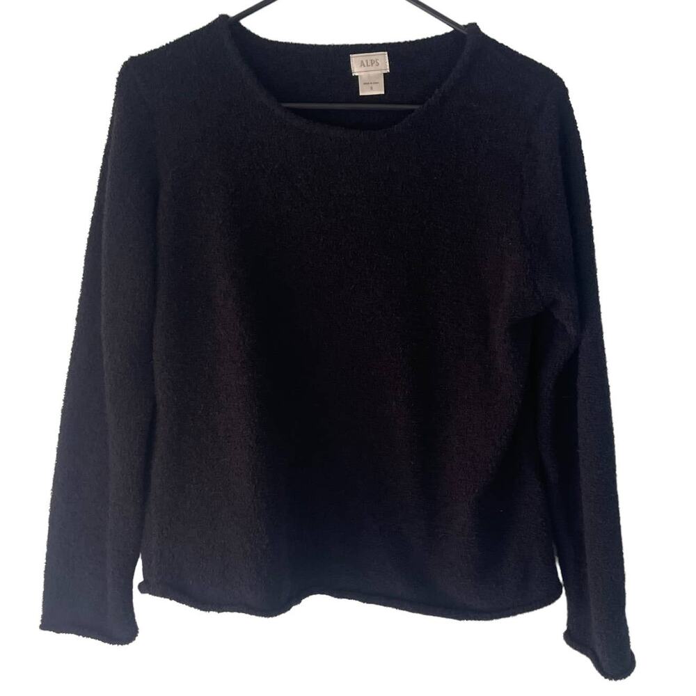 Alps Women's‎ Size Small Black Fuzzy Cozy Round Neck Sweater